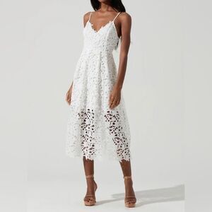 Astr LACE A LINE MIDI DRESS lined in white sz M